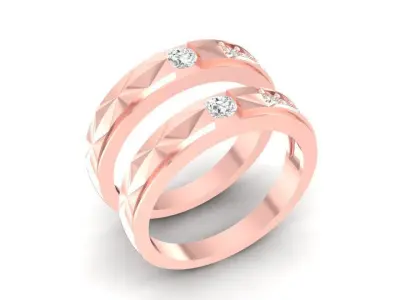 Elegant Triple Row Diamond Ring for Women 117 3D print model