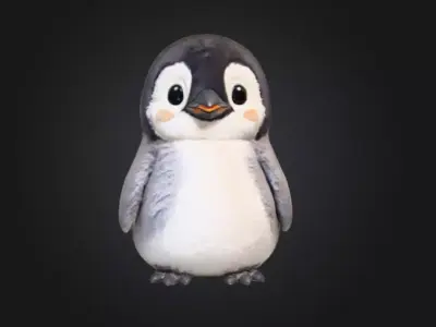 Fluffy Friend Penguin Low-poly 3D model