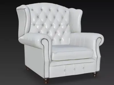 Classic Tufted Leather Armchair 3D Model 3D model purchase