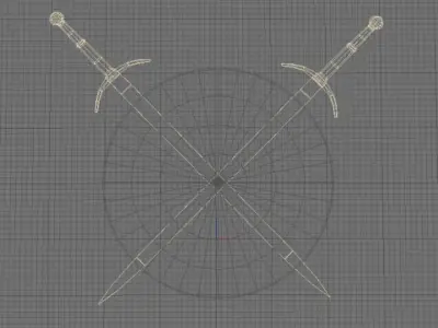 Shield and swords Low-poly 3D model