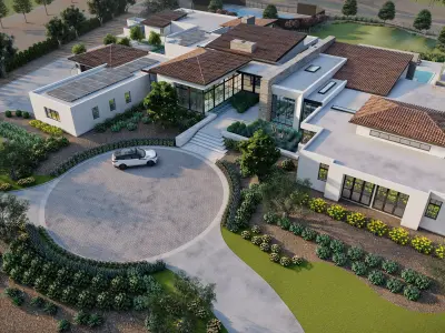 luxury Residence Landscape sketchup model and render water pool 3D model