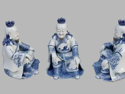 Porcelain Sitting Statue Low-poly 3D model