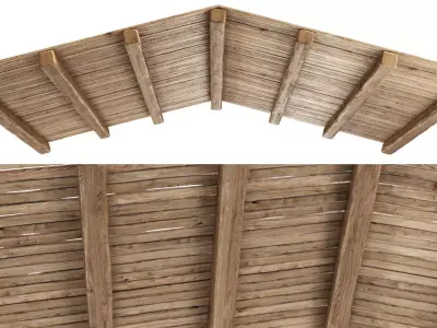 Gable Wooden Ceiling V2  3D model