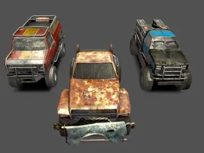 Derby trucks pack Low-poly 3D model
