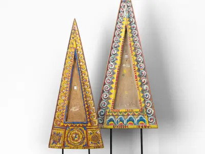 Indonesian Triangular Wood Carving 3D model