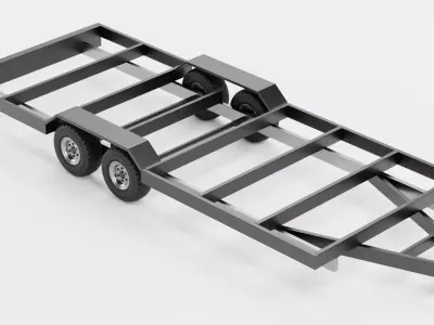 Steel Utility Trailer V2 - Black Low-poly 3D model