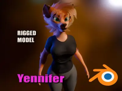 Yennifer Anthro Fox Low-poly 3D model