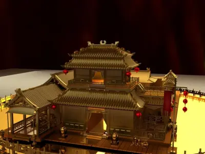 Chinese ancient courtyard house  3D model