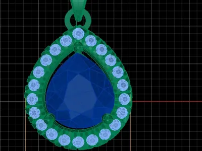 GOLD AND TEARDROP RUBY PENDANT 3D PRINTABLE MODEL 3D print model