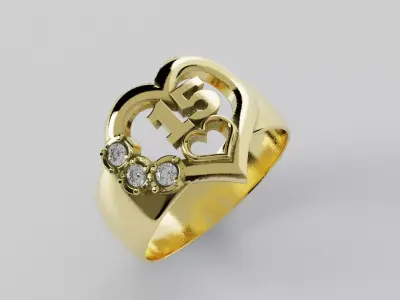 15 Years Heart  - Anillo 15 Anios Corazon 3D print model
