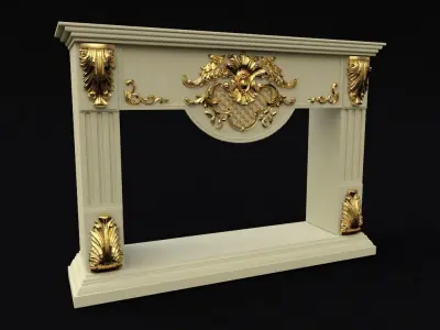carved fireplace 3D model