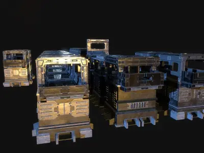 Modular Sci-Fi Estructures Low-poly 3D model