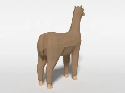 Low Poly Cartoon Alpaca Low-poly 3D model