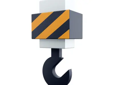 Crane hook cartoon icon 3D model