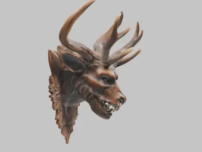 Demon Head Antlers - Horror 3D Model Low-poly 3D model