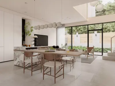 Modern living room dining room interior scenes 139 3D model