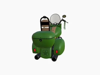 Motorcycle Cartoon B05 Green Army - Custom Vehicle Design Low-poly 3D model