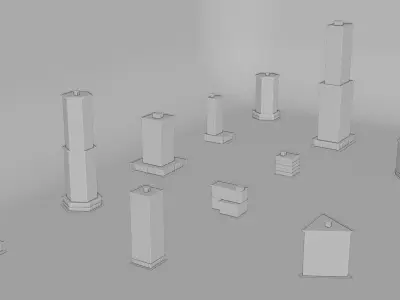 Low Poly City Building Set Free low-poly 3D model