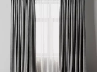 curtain with rod 04 Low-poly 3D model
