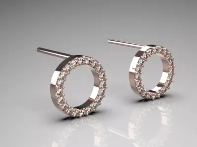 Rose Gold Diamond Hoop stl Earrings je0115 3D print model