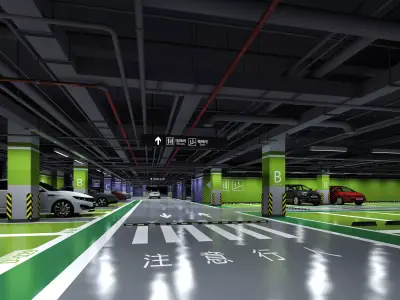 Parking Low-poly 3D model buy