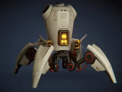Bass Booster robot Sci FI  game-ready  Low-poly 3D model