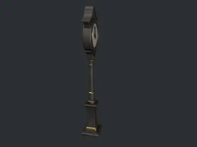 Black and Gold Street Clock Low-poly 3D model