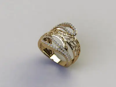 STL 3DM Women Ring Womens Ring Diamonds With Stone Model 3D print model