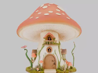 Mushroom house  Low-poly 3D model