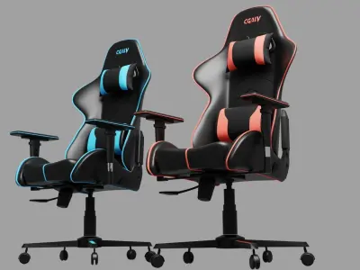 Gaming chair no branding flat customizable 3D model