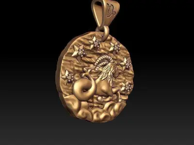 Horoscope Capricorn pendant 3D print model