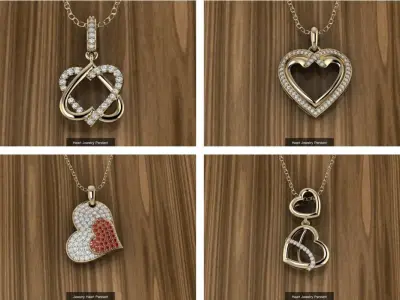 15 sets of luxury heart charms 3D print model
