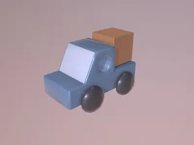 Wooden Toy Pickup low poly game ready Low-poly 3D model