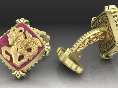 Zodiac signs Cufflinks  Capricorn 3D print model