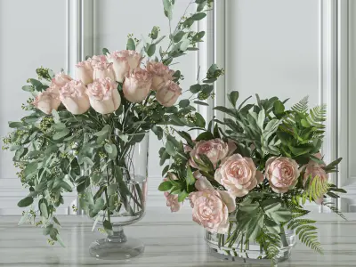 Flower Set 054 Rose seeded eucalyptus 3D model