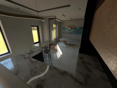 Modern house loft interior 3D model 3D model