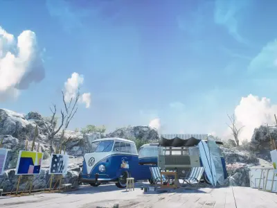 Seaside Artist Camp 3D model