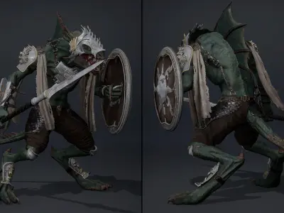 Mist Spearman Arm1 Low-poly 3D model