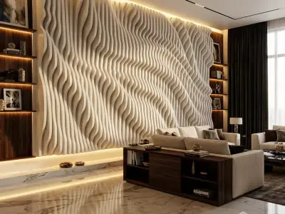 Parametric Wavy Wooden Wall Decor 16 - wood cutting machines 3D model