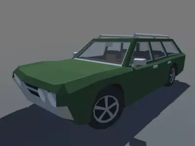 Muscle Car Station Wagon with Interior MOBILE READY Low-poly 3D model