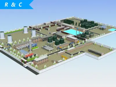 Wastewater Treatment Plant Low-poly 3D model