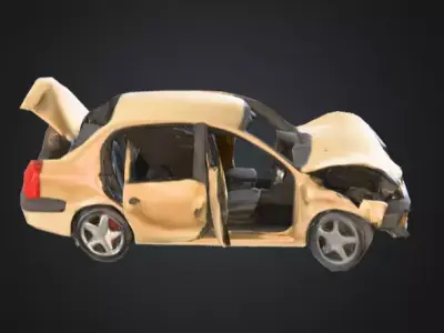 Rusty Junk Car Low-poly 3D model