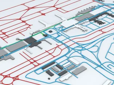 Houston George Bush IAH Airport Roads Buildings and Public Trans 3D model