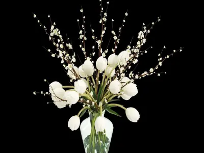 Tulip Plum Blossom Faux Watergarden 3d model 3D model