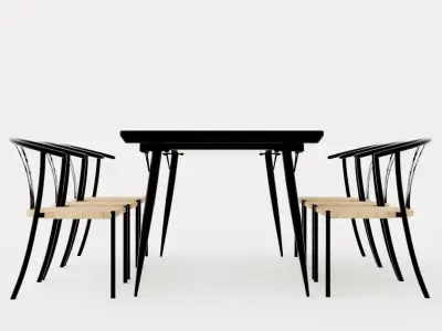 Lilo Food Group 180 Cm With 6 Elysia Dining Chairs Low-poly 3D model
