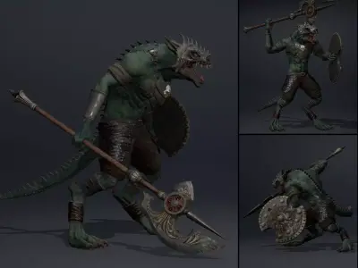 Mist Spearman Arm1 Brutal Low-poly 3D model