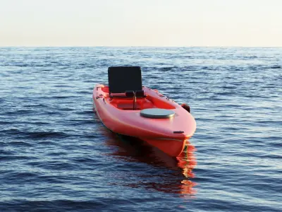 Kayak 3D model orange Low-poly 3D model