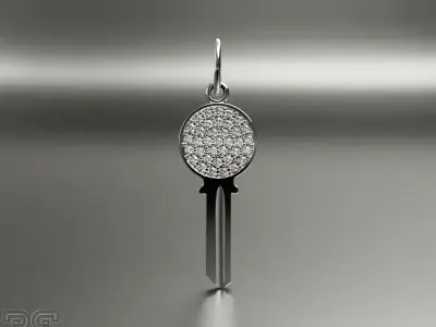 Diamond key from heart luxury necklace pendant 3D print model