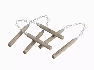Wooden Nunchaku 01 3D model