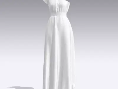 dress one shoulder drape skirt Low-poly 3D model